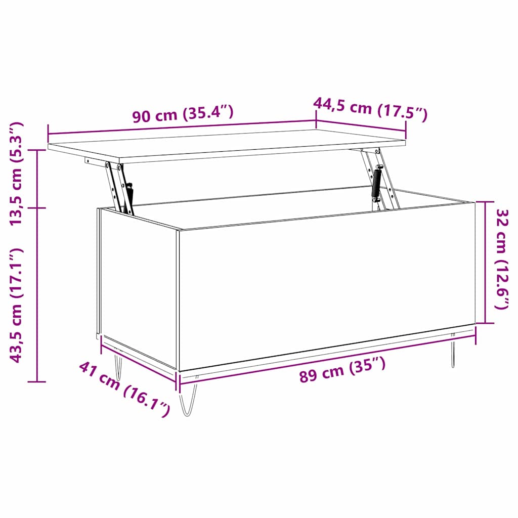 Masă de cafea Lemn vechi 90 x 44.5 x 45 cm Lemn compozit GartenMobel Dekor