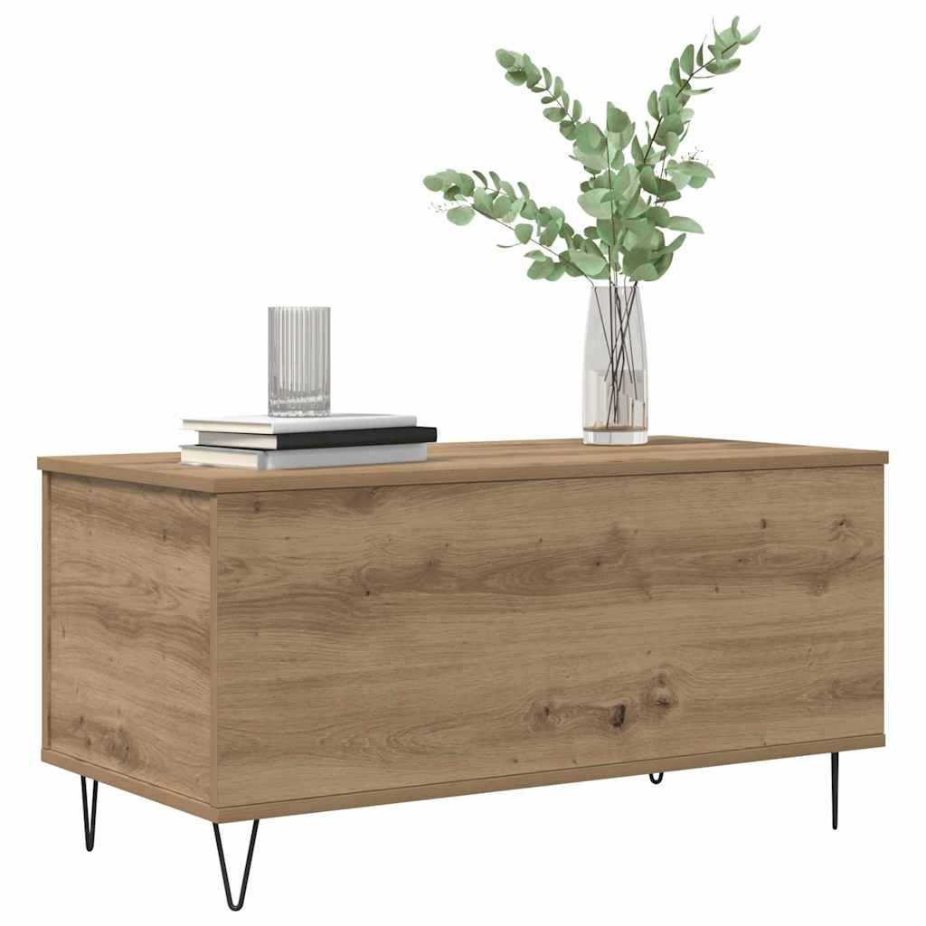 Masă de cafea stejar artizanal 90 x 44.5 x 45 cm Lemn compozit GartenMobel Dekor