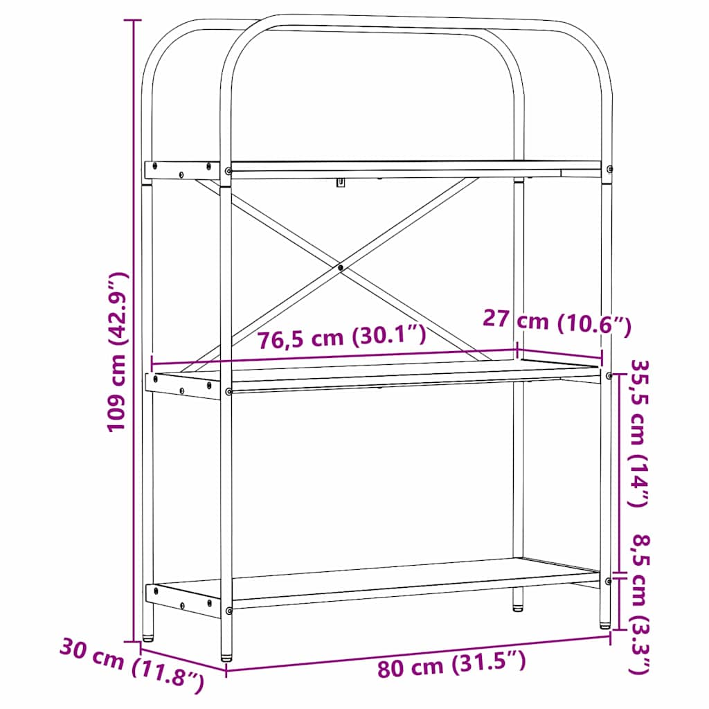 Raft pentru cărți Lemn vechi 80 x 30 x 109 cm Lemn compozit GartenMobel Dekor