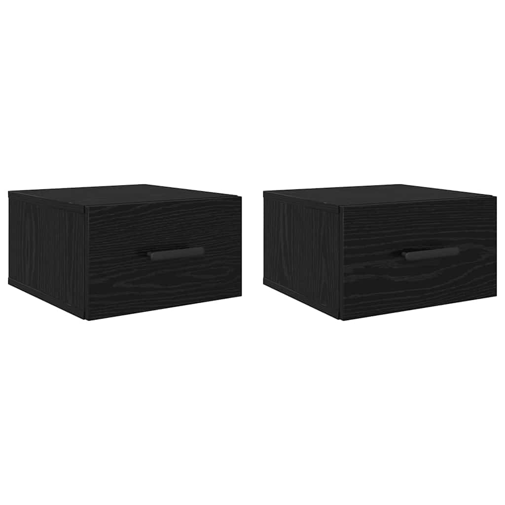 Dulap de noapte Pe perete 2 pcs Stejar negru 35 x 35 x 20 cm GartenMobel Dekor