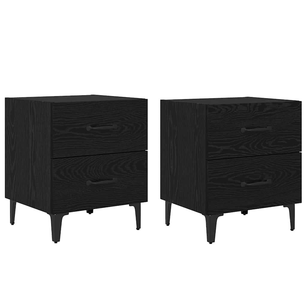 Dulap de pat 2 pcs Stejar negru 40 x 35 x 47.5 cm Lemn compozit GartenMobel Dekor
