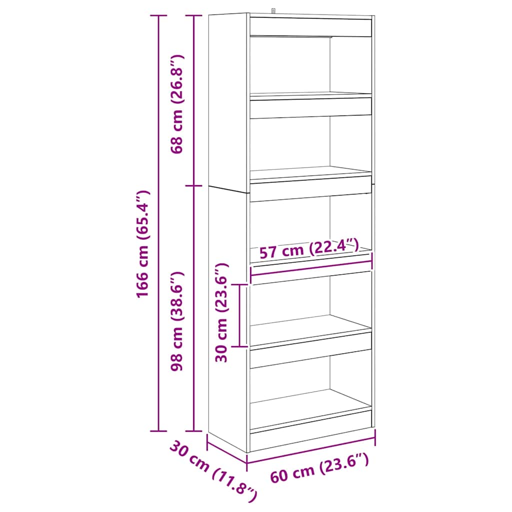 Dulap pentru cărți Stejar negru 60 x 30 x 166 cm Lemn compozit GartenMobel Dekor