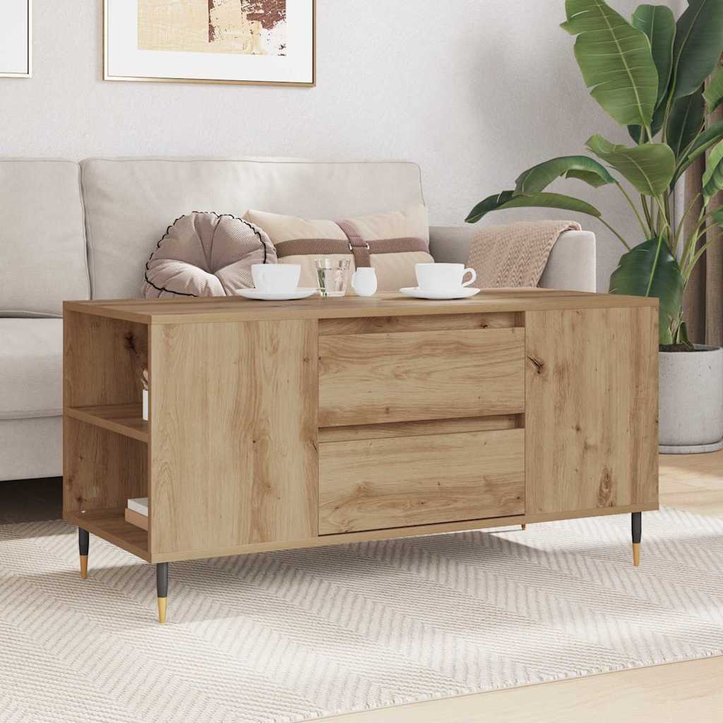 Masă de cafea stejar artizanal 102 x 44.5 x 50 cm Lemn compozit GartenMobel Dekor