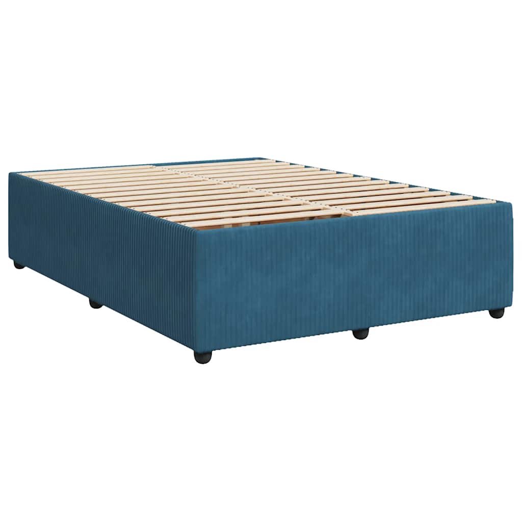 Pat box spring cu saltea, albastru închis, 160x200 cm, catifea GartenMobel Dekor