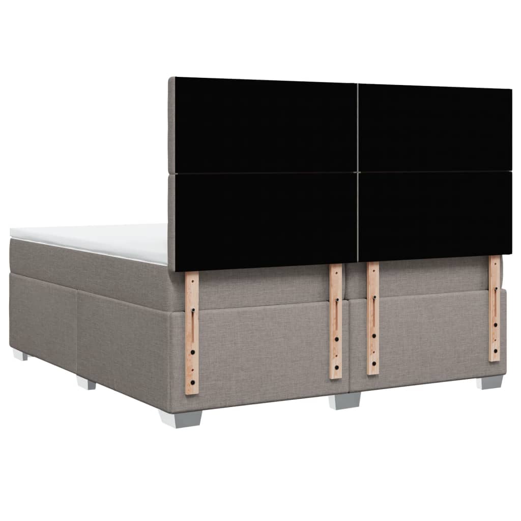 Pat box spring cu saltea, gri taupe, 200x200 cm, textil GartenMobel Dekor