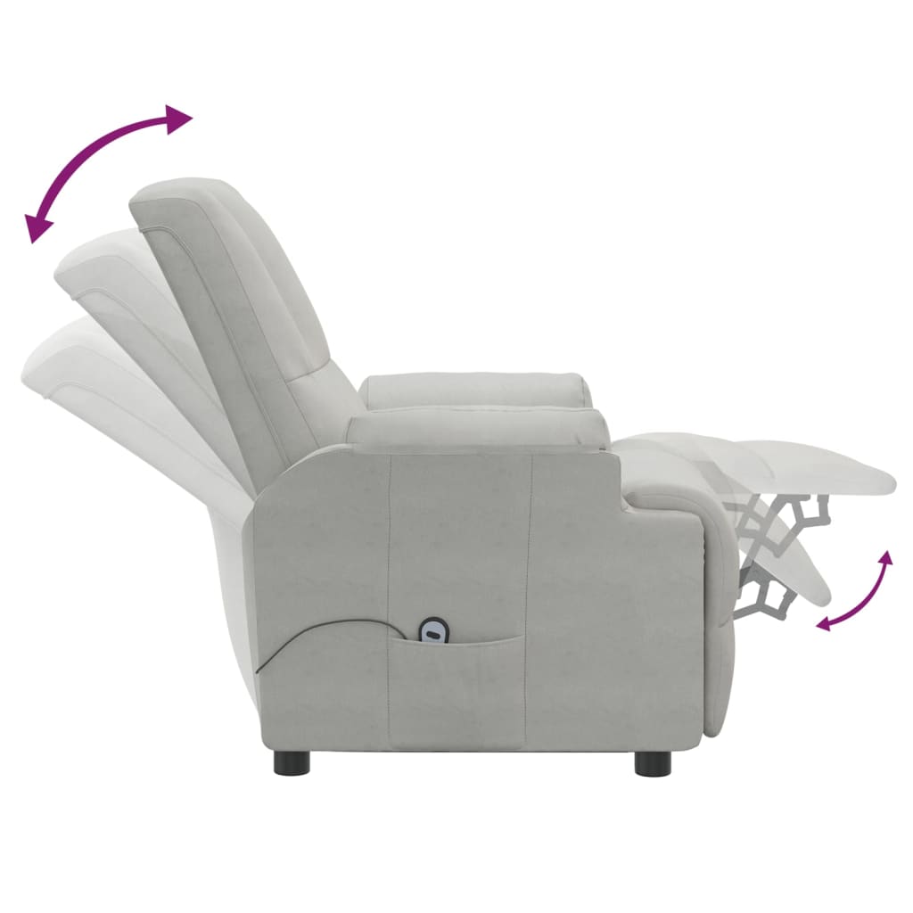 Fotoliu rabatabil cu ridicare, gri deschis, piele întoarsă eco GartenMobel Dekor