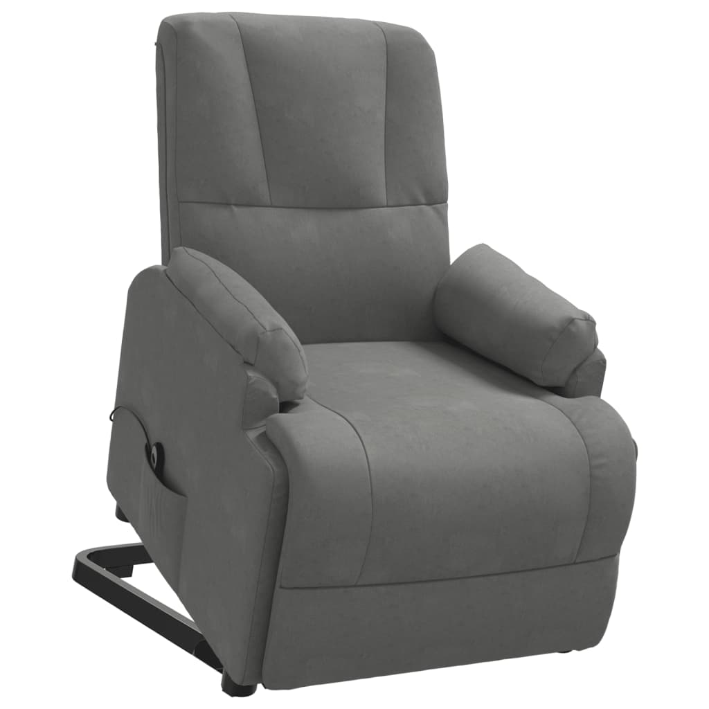 Fotoliu rabatabil cu ridicare, gri închis, piele întoarsă eco GartenMobel Dekor