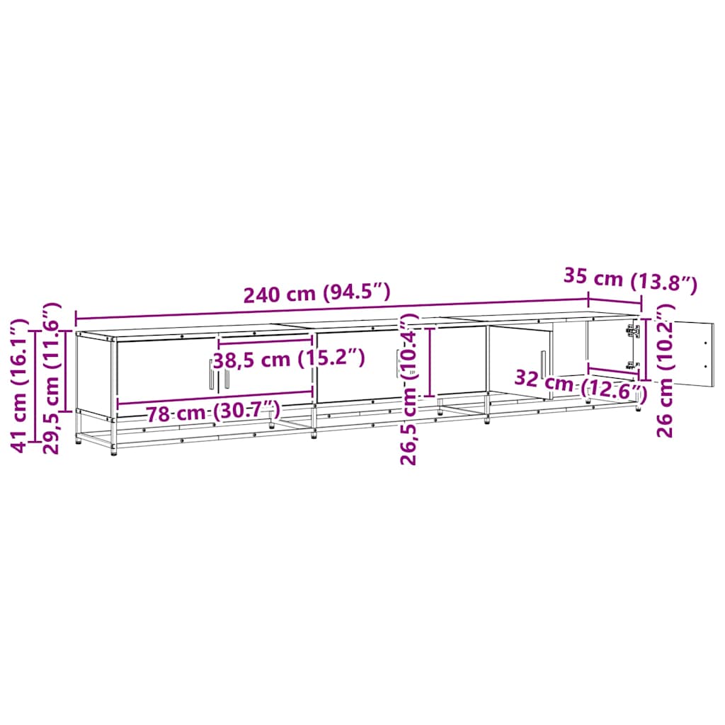 Cabinet TV stejar artizanal 240 x 35 x 41 cm Lemn compozit GartenMobel Dekor
