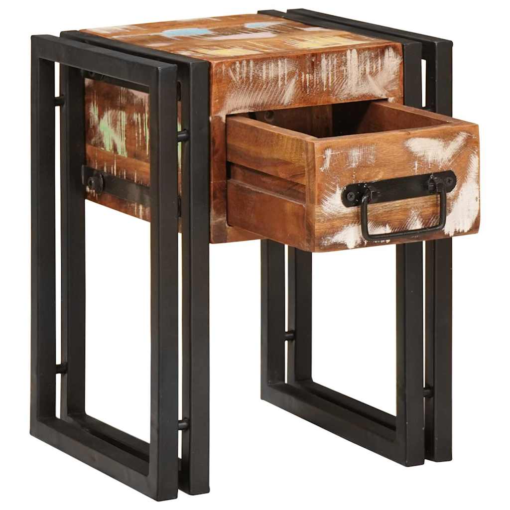 Măsuță laterală 30 x 30 x 40 cm Lemn reciclat solid și metal GartenMobel Dekor