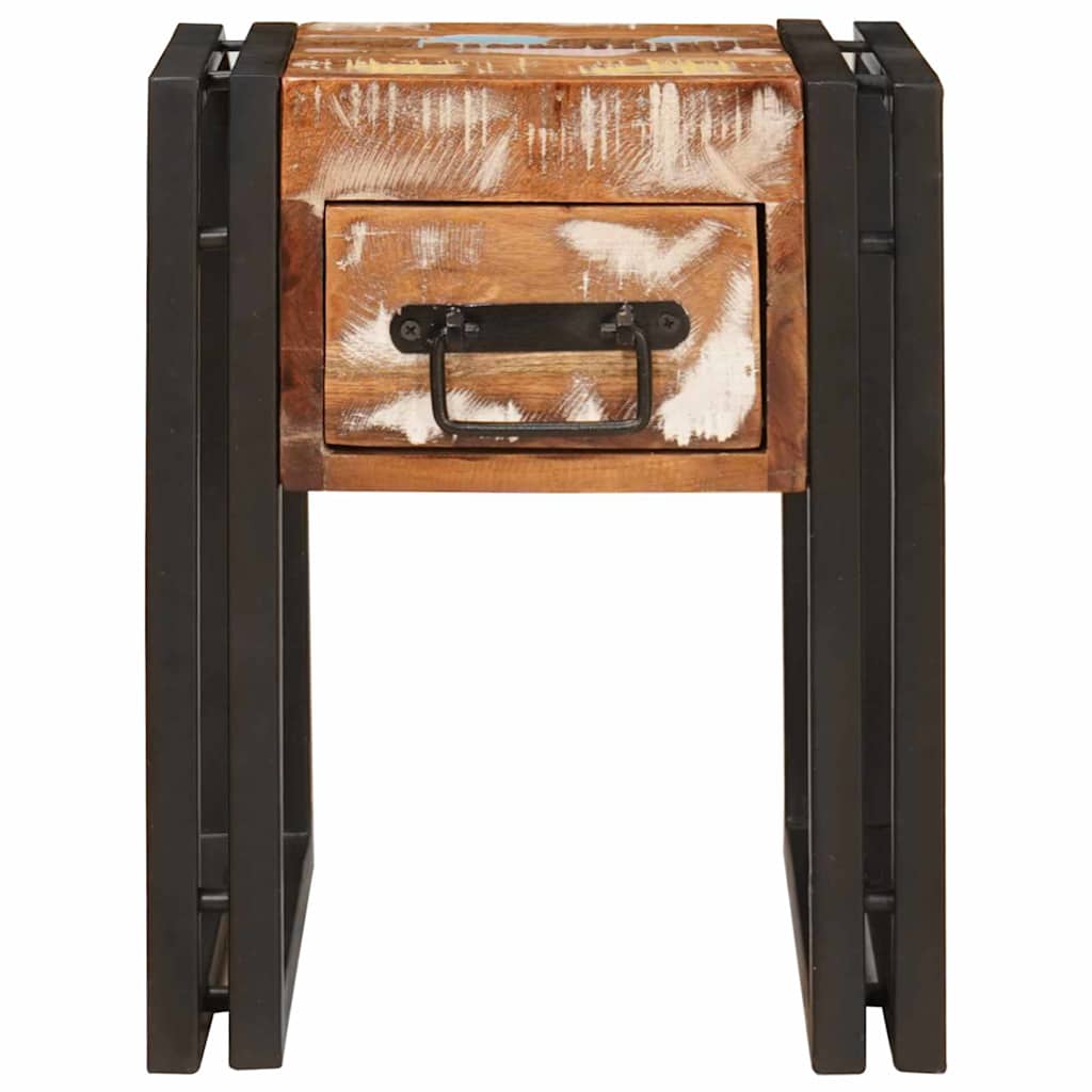 Măsuță laterală 30 x 30 x 40 cm Lemn reciclat solid și metal GartenMobel Dekor