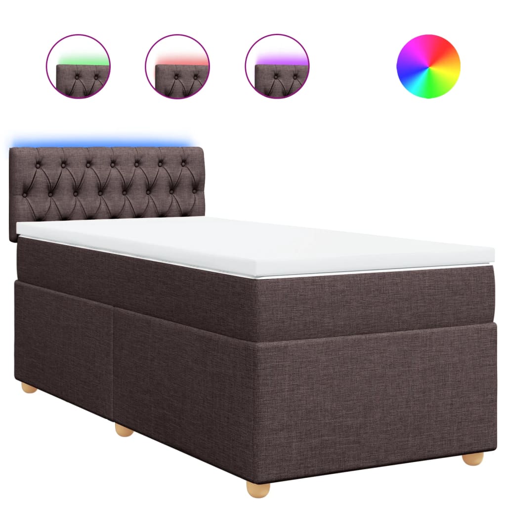Pat box spring cu saltea, maro închis, 80x200 cm, textil GartenMobel Dekor