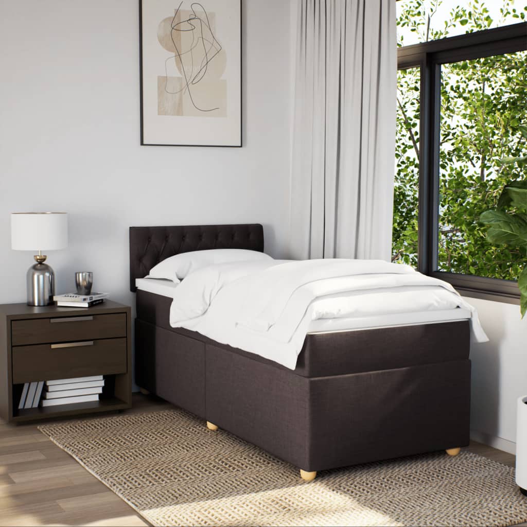 Pat box spring cu saltea, maro închis, 80x200 cm, textil GartenMobel Dekor