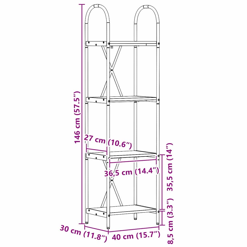 Raft pentru cărți Stejar sonoma 40 x 30 x 146 cm Lemn compozit GartenMobel Dekor