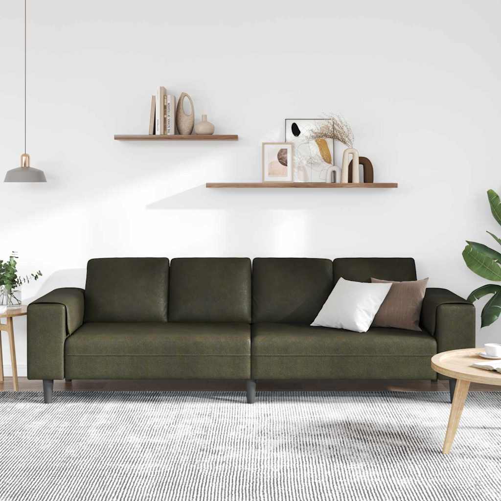 Set de canapea Verde militar Piele ecologică de suede GartenMobel Dekor