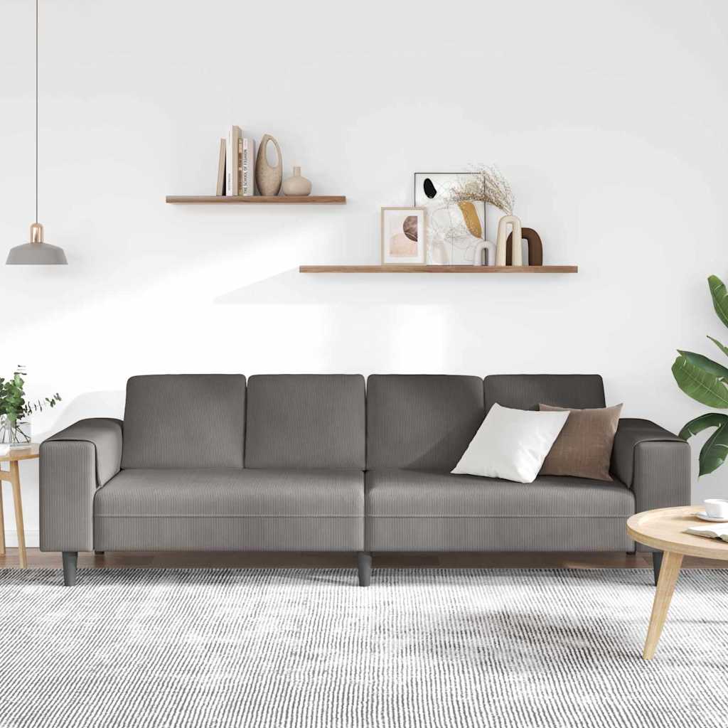Sofa din material textil Gri deschis 208 cm Țesătură de catifea GartenMobel Dekor