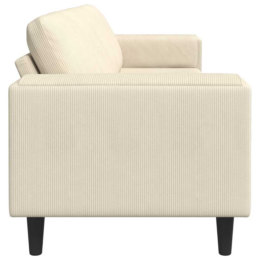 Sofa din material textil cu pernă Crem 208 cm Țesătură de catifea GartenMobel Dekor