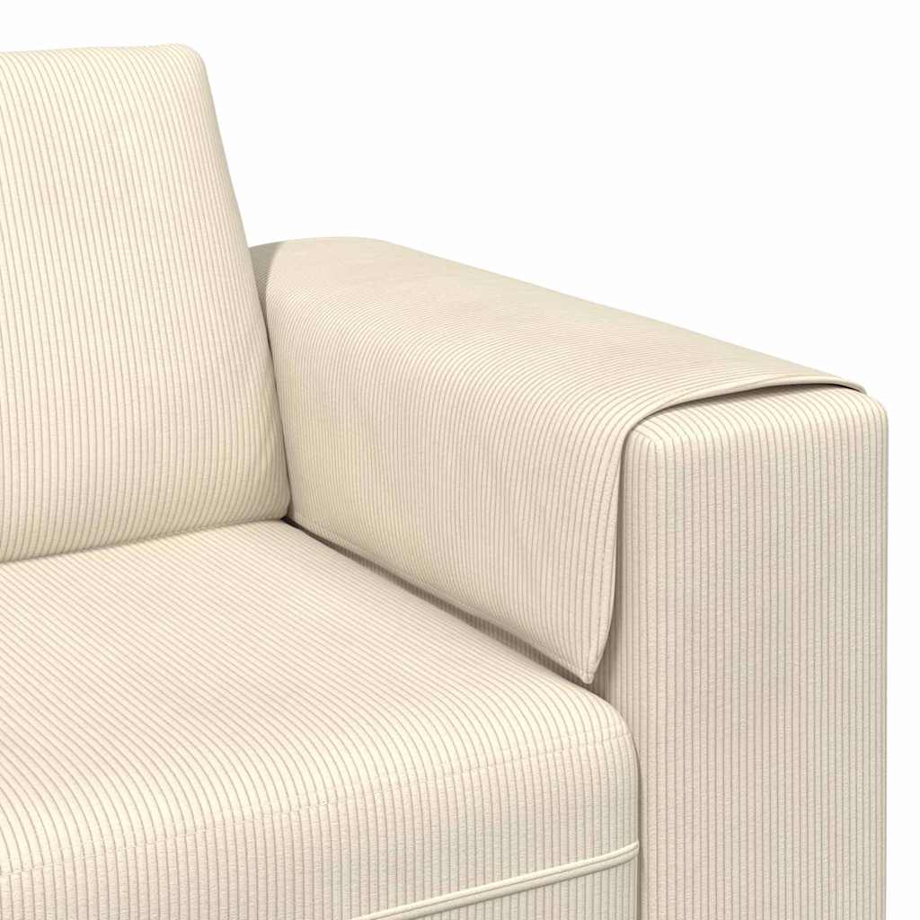 Sofa din material textil cu pernă Crem 208 cm Țesătură de catifea GartenMobel Dekor