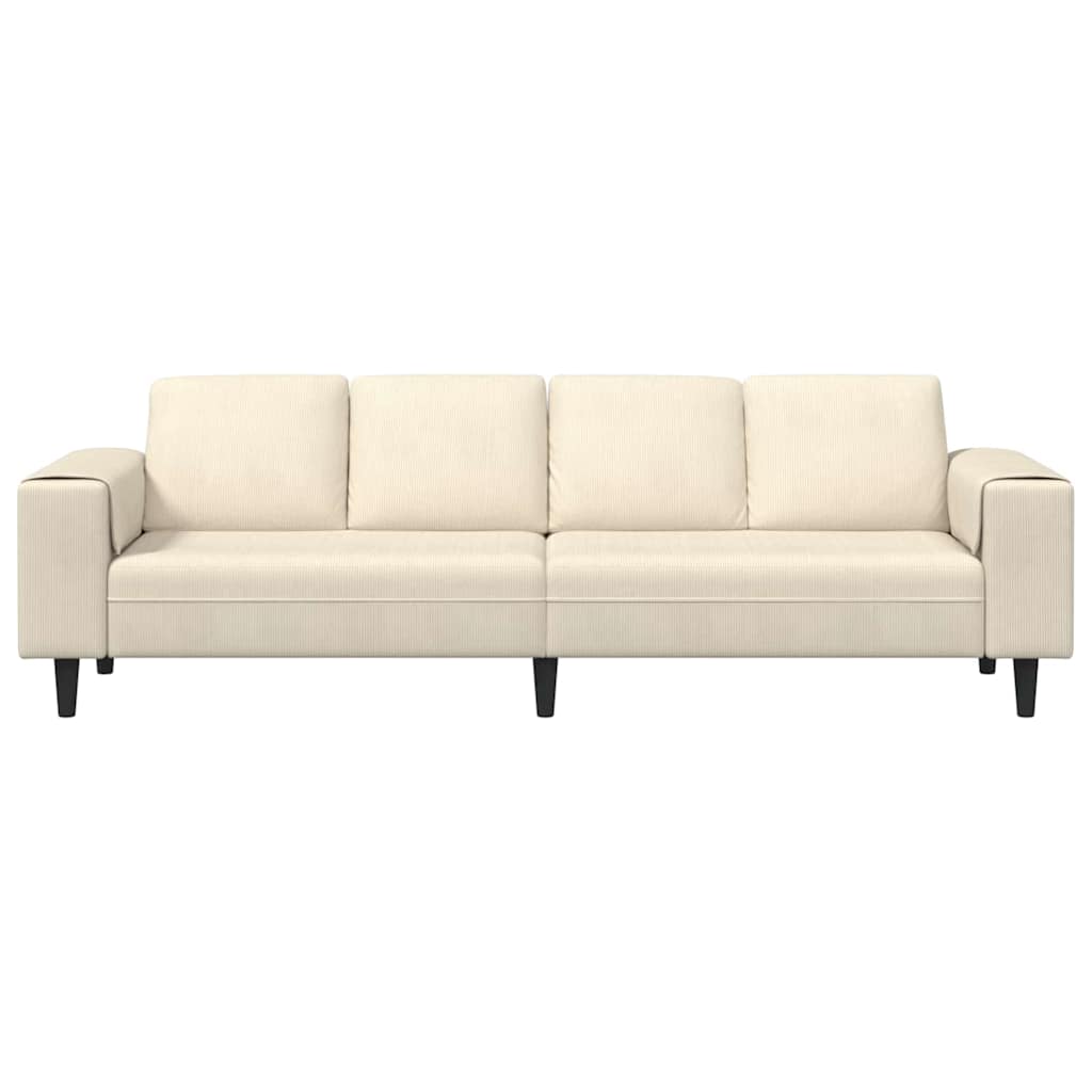 Sofa din material textil cu pernă Crem 208 cm Țesătură de catifea GartenMobel Dekor