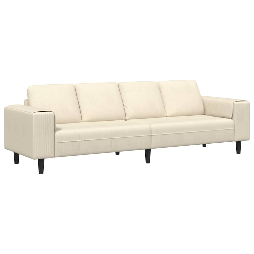 Sofa din material textil cu pernă Crem 208 cm Țesătură de catifea GartenMobel Dekor