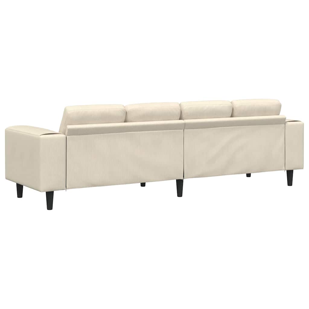 Sofa din material textil cu pernă Crem 208 cm Țesătură de catifea GartenMobel Dekor