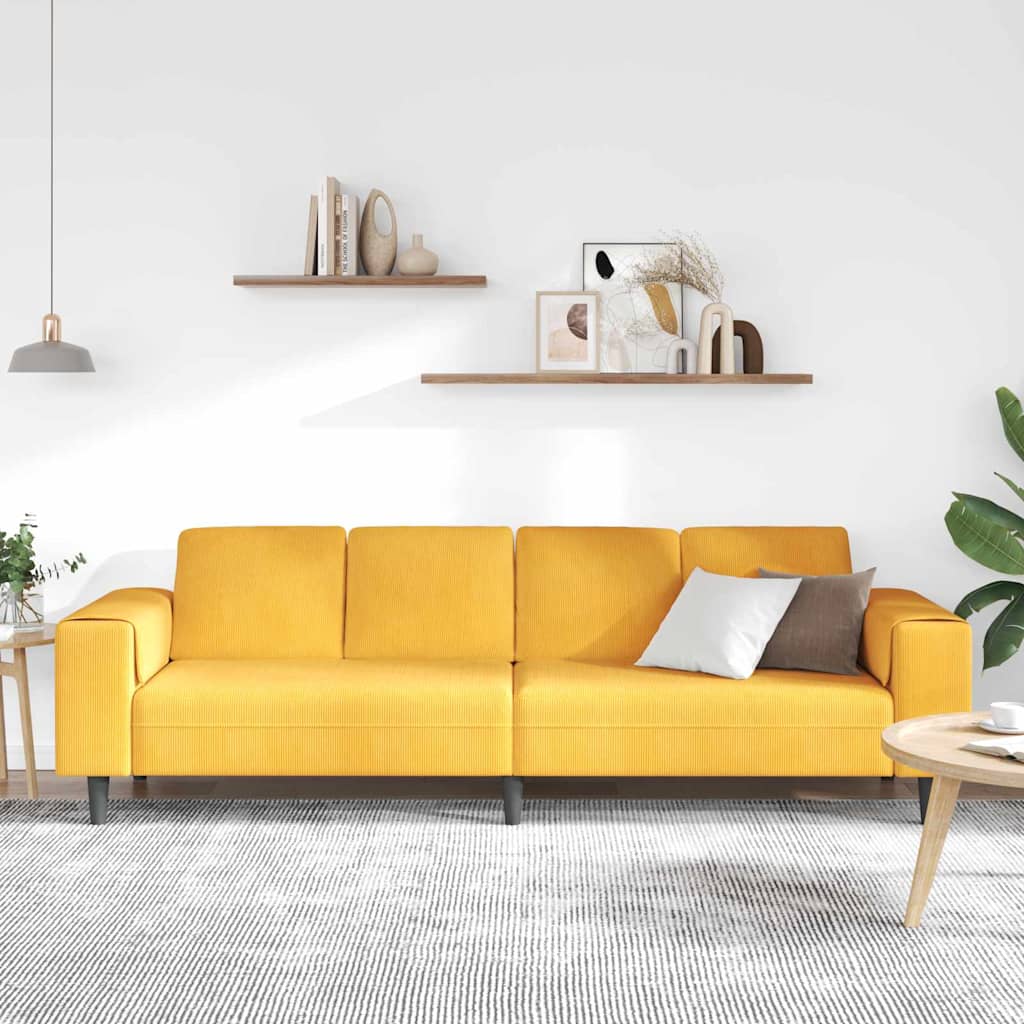 Sofa din material textil cu pernă Galben Deschis Țesătură de catifea GartenMobel Dekor