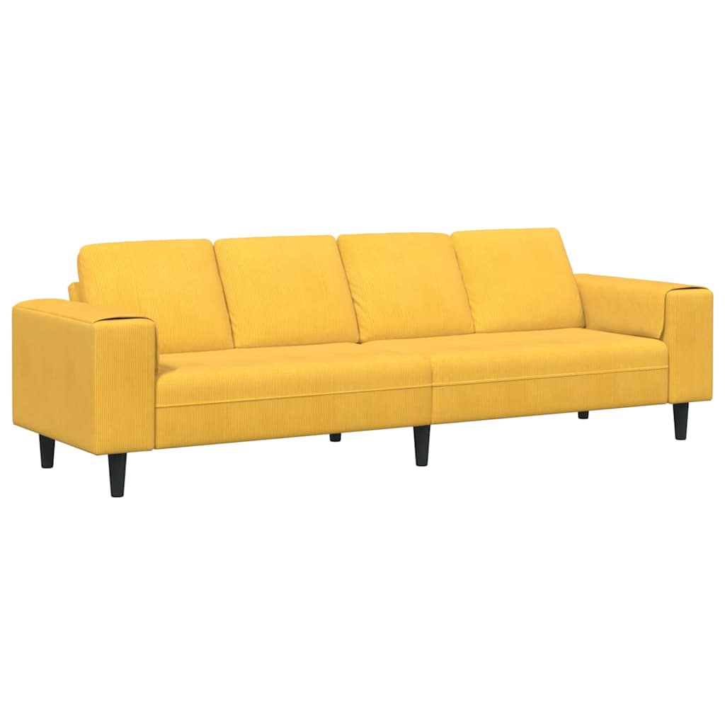 Sofa din material textil cu pernă Galben Deschis Țesătură de catifea GartenMobel Dekor