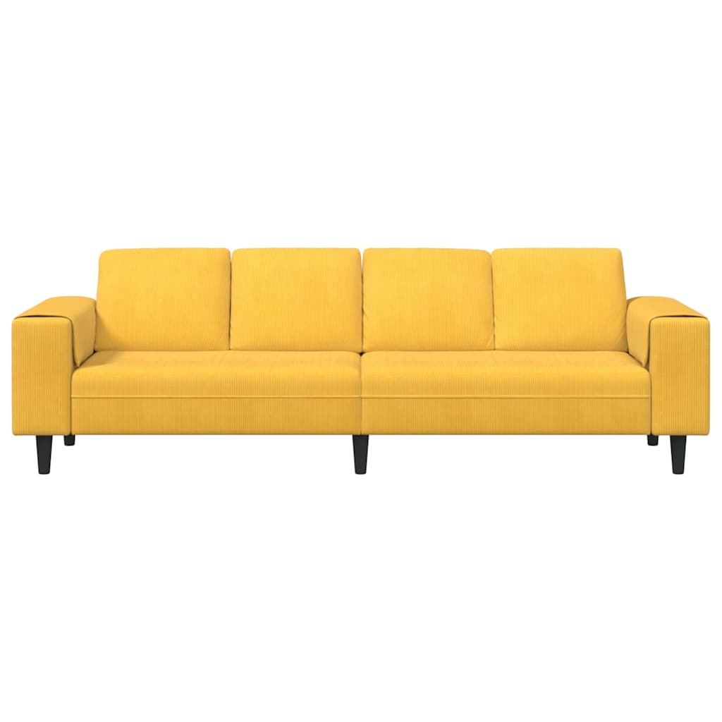 Sofa din material textil cu pernă Galben Deschis Țesătură de catifea GartenMobel Dekor
