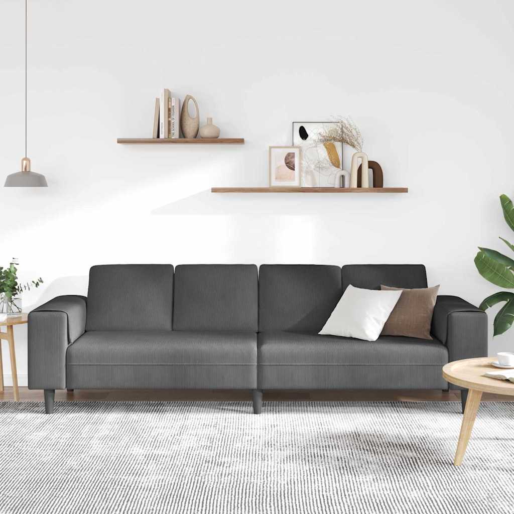 Sofa din material textil cu pernă Gri închis Țesătură de catifea GartenMobel Dekor