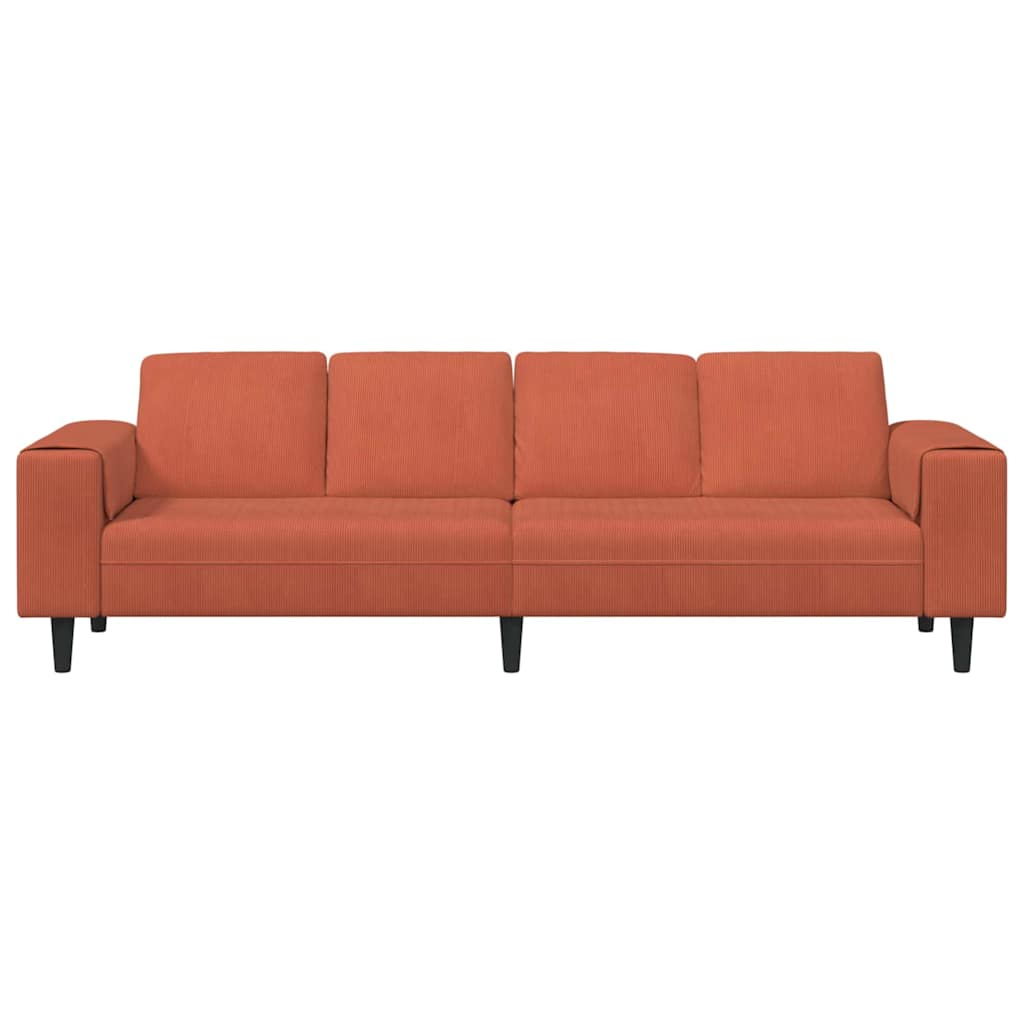 Sofa din material textil cu pernă Roșu portocalie Țesătură de catifea GartenMobel Dekor
