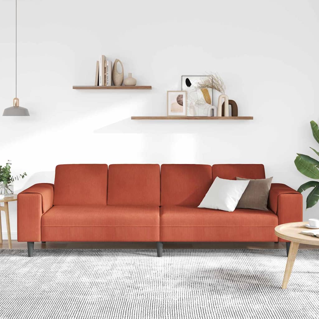Sofa din material textil cu pernă Roșu portocalie Țesătură de catifea GartenMobel Dekor