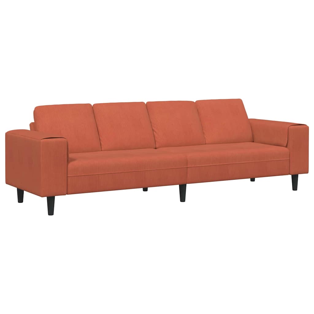 Sofa din material textil cu pernă Roșu portocalie Țesătură de catifea GartenMobel Dekor