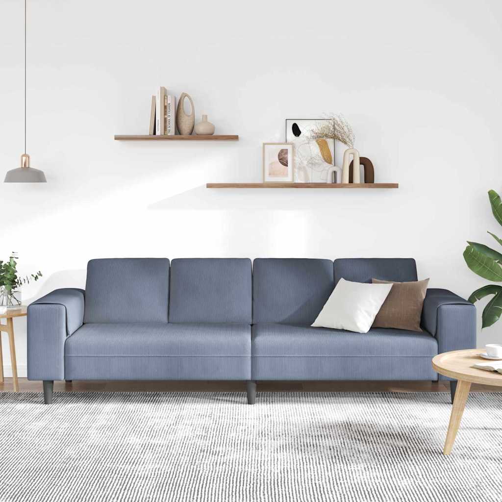 Sofa din material textil cu pernă albastru 208 cm Țesătură de catifea GartenMobel Dekor