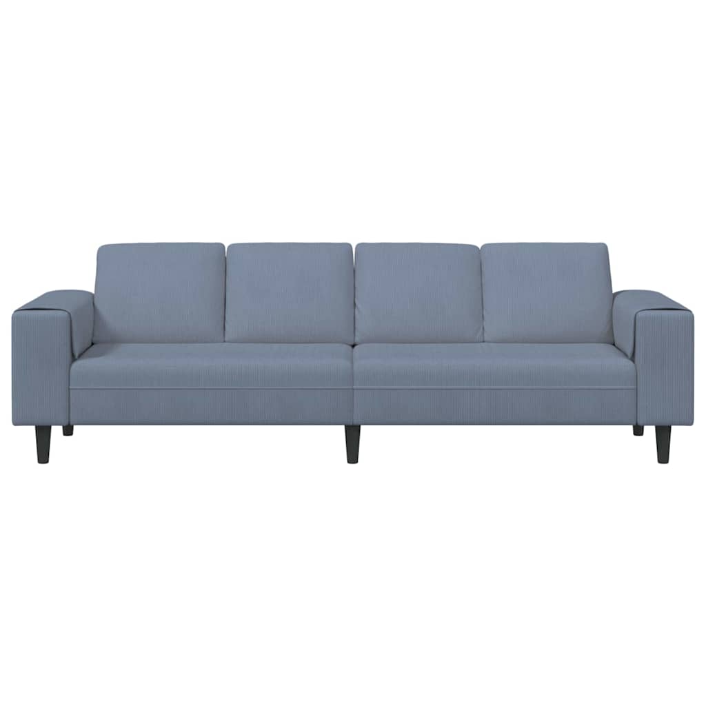 Sofa din material textil cu pernă albastru 208 cm Țesătură de catifea GartenMobel Dekor