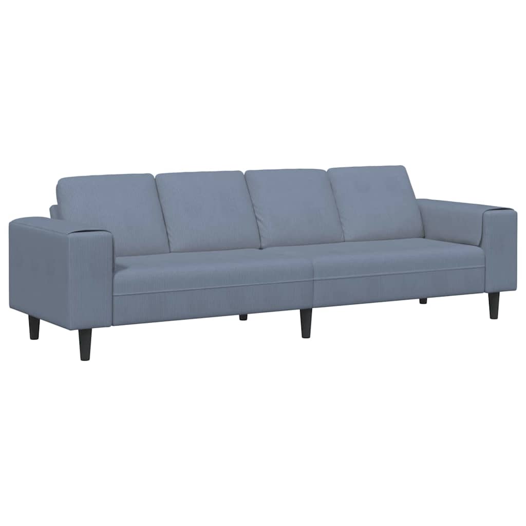 Sofa din material textil cu pernă albastru 208 cm Țesătură de catifea GartenMobel Dekor