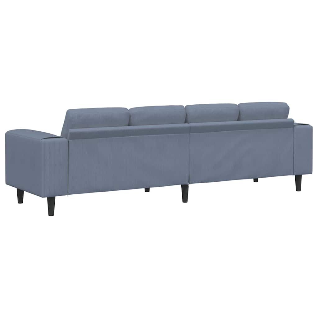 Sofa din material textil cu pernă albastru 208 cm Țesătură de catifea GartenMobel Dekor
