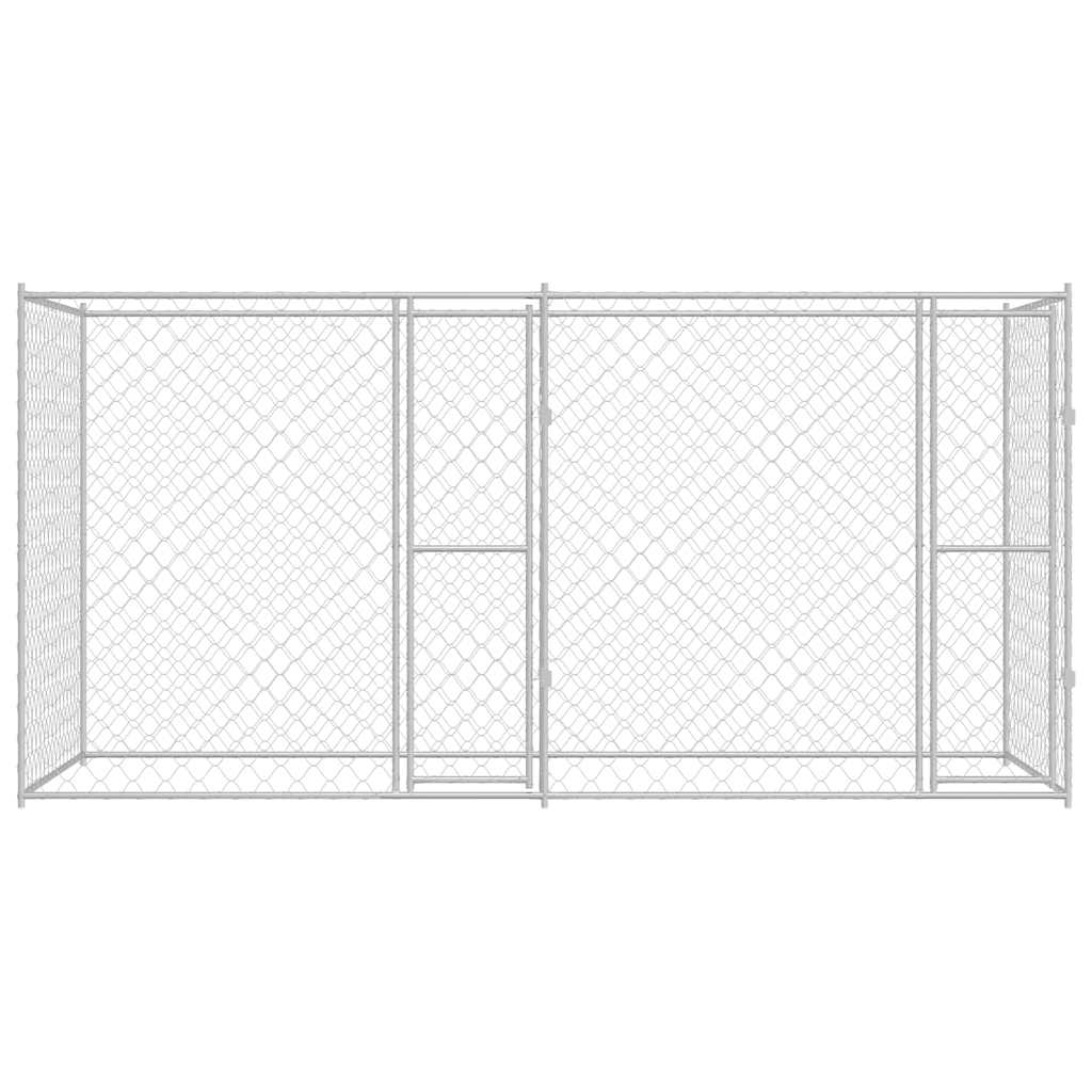 Cușcă pentru câine Argintiu 400 x 200 x 200 cm Oțel Galvanizat GartenMobel Dekor