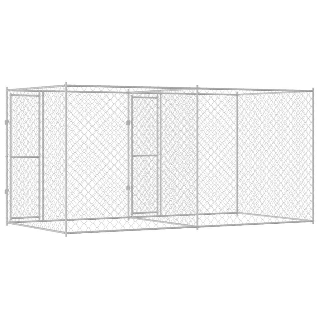 Cușcă pentru câine Argintiu 400 x 200 x 200 cm Oțel Galvanizat GartenMobel Dekor