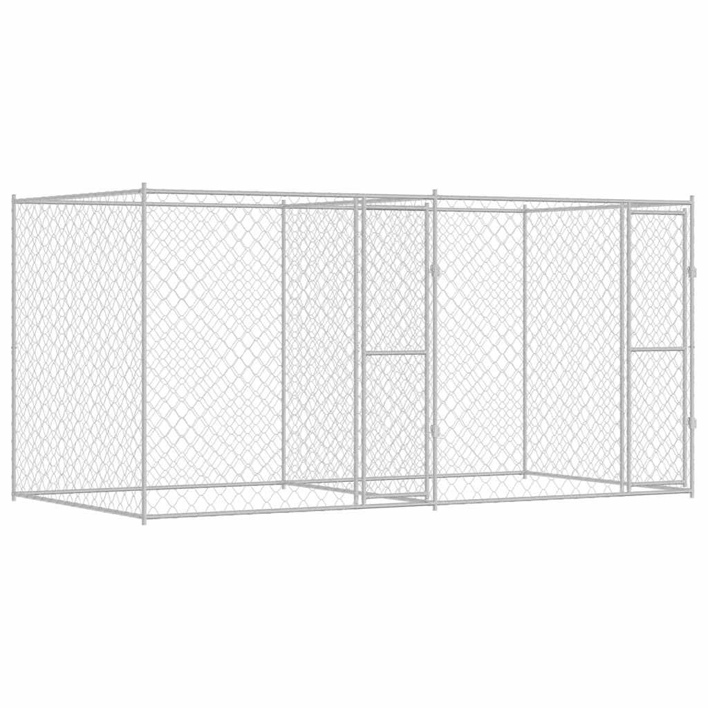 Cușcă pentru câine Argintiu 400 x 200 x 200 cm Oțel Galvanizat GartenMobel Dekor