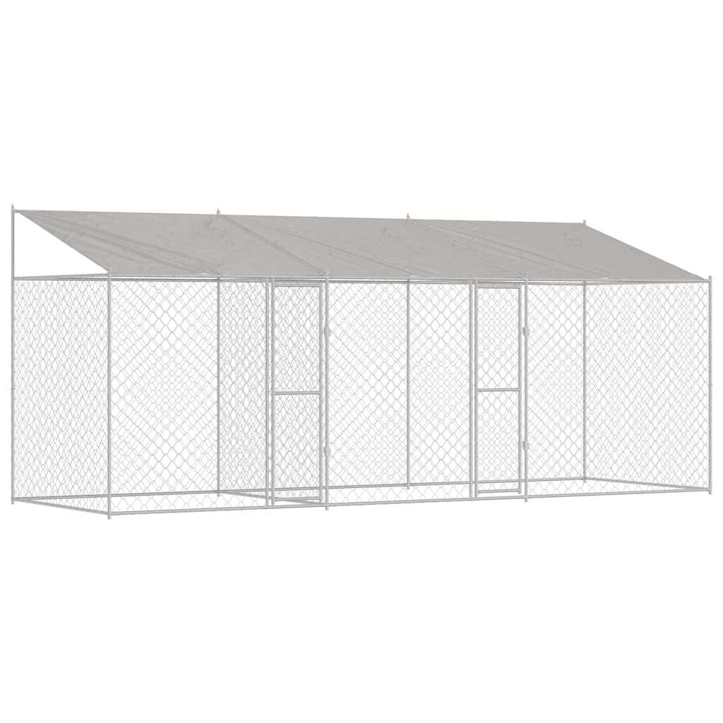 Cușcă pentru câine Argintiu 600 x 200 x 256 cm Oțel Galvanizat GartenMobel Dekor