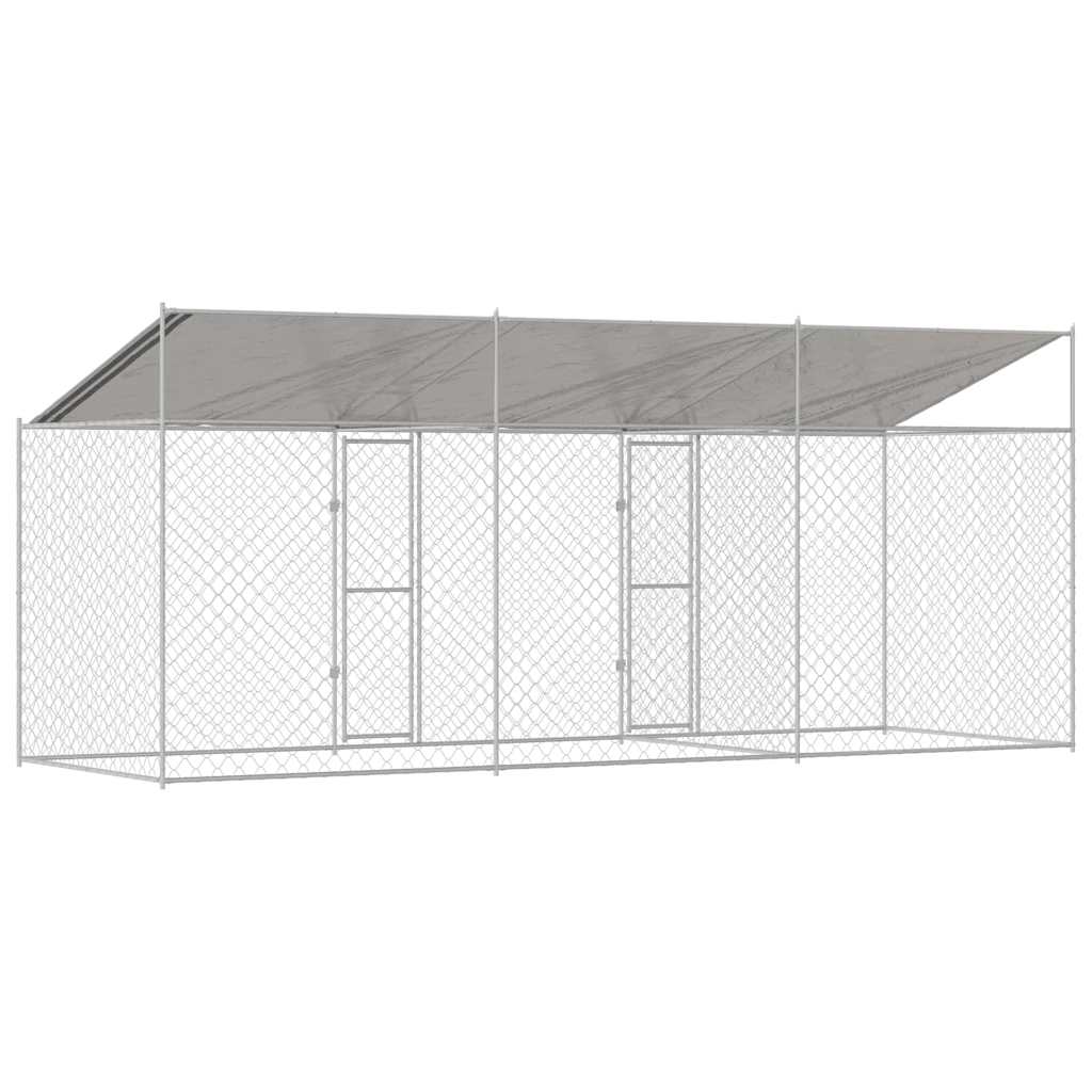 Cușcă pentru câine Argintiu 600 x 200 x 256 cm Oțel Galvanizat GartenMobel Dekor