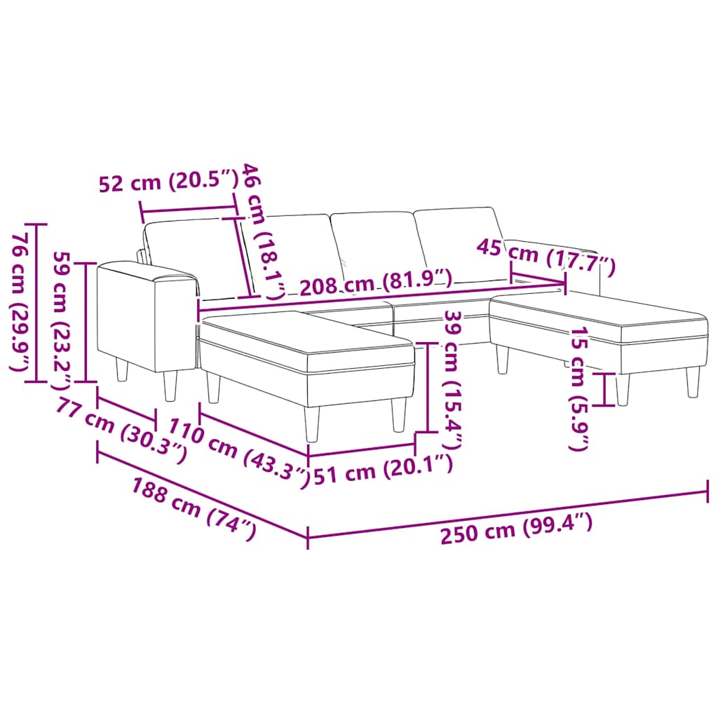 Set de canapea 3 pcs Crem Catifea GartenMobel Dekor
