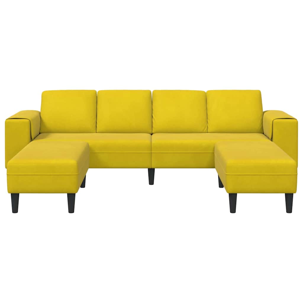 Set de canapea 3 pcs Galben Catifea GartenMobel Dekor