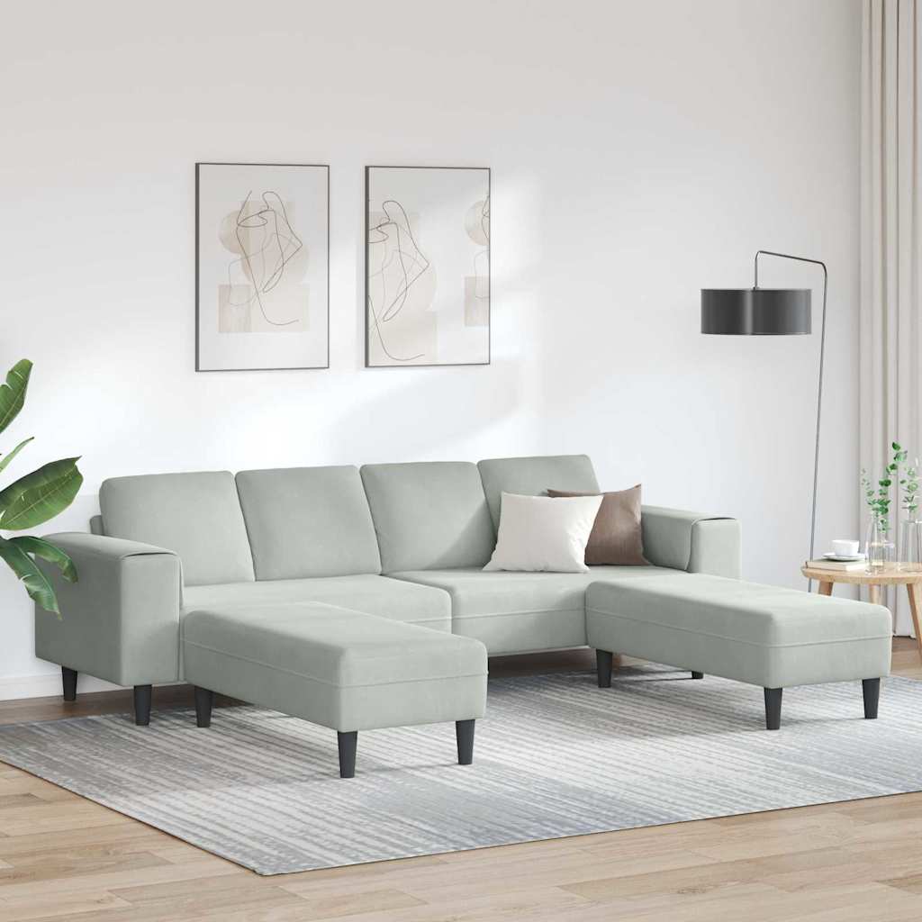 Set de canapea 3 pcs Gri deschis Catifea GartenMobel Dekor