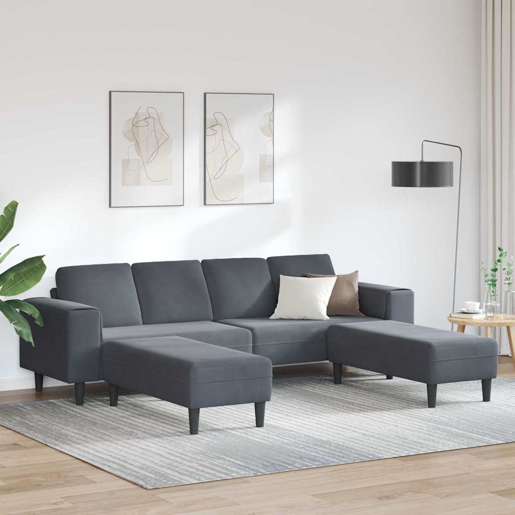 Set de canapea 3 pcs Gri închis Catifea GartenMobel Dekor