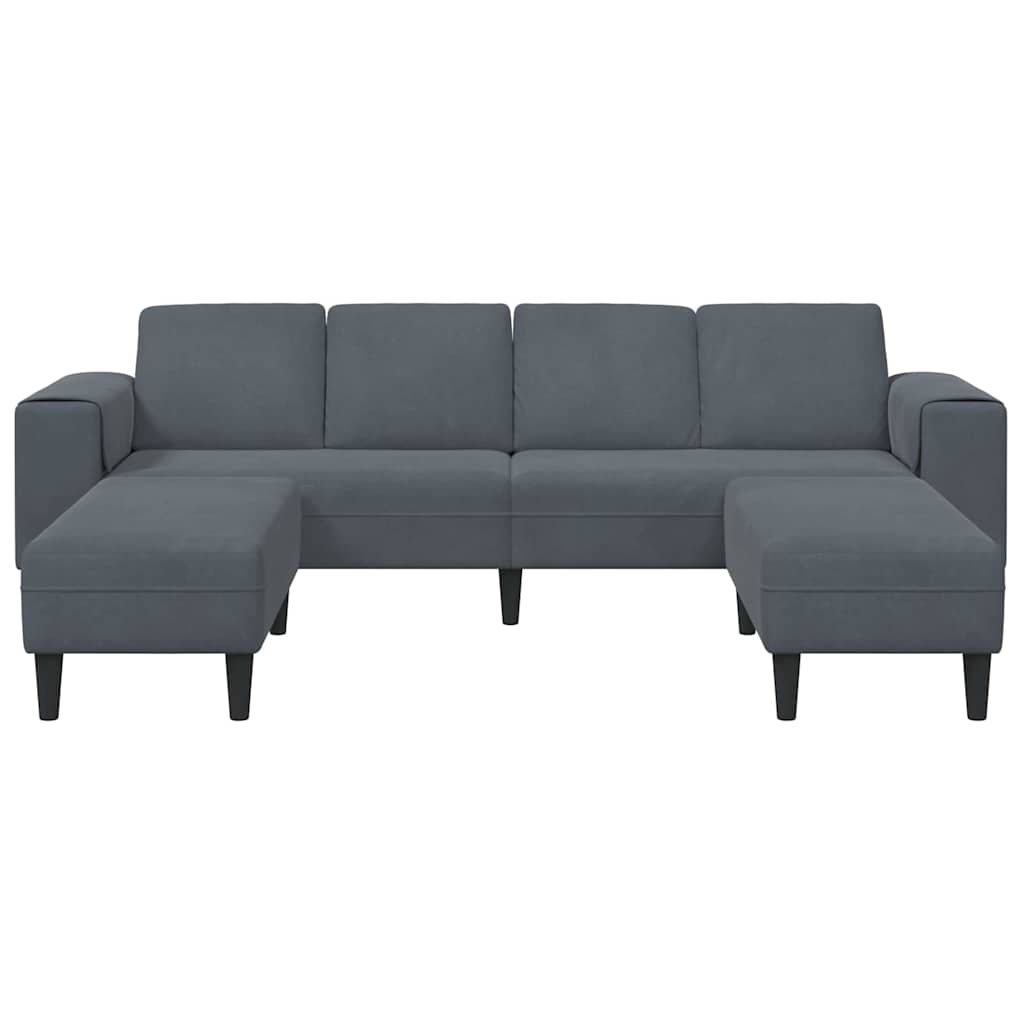 Set de canapea 3 pcs Gri închis Catifea GartenMobel Dekor