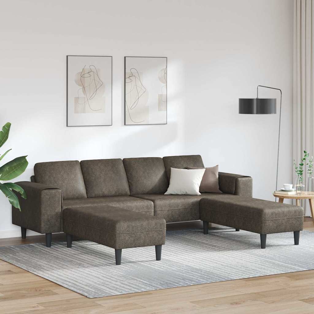 Set de canapea 3 pcs Gri închis Piele ecologică de suede GartenMobel Dekor