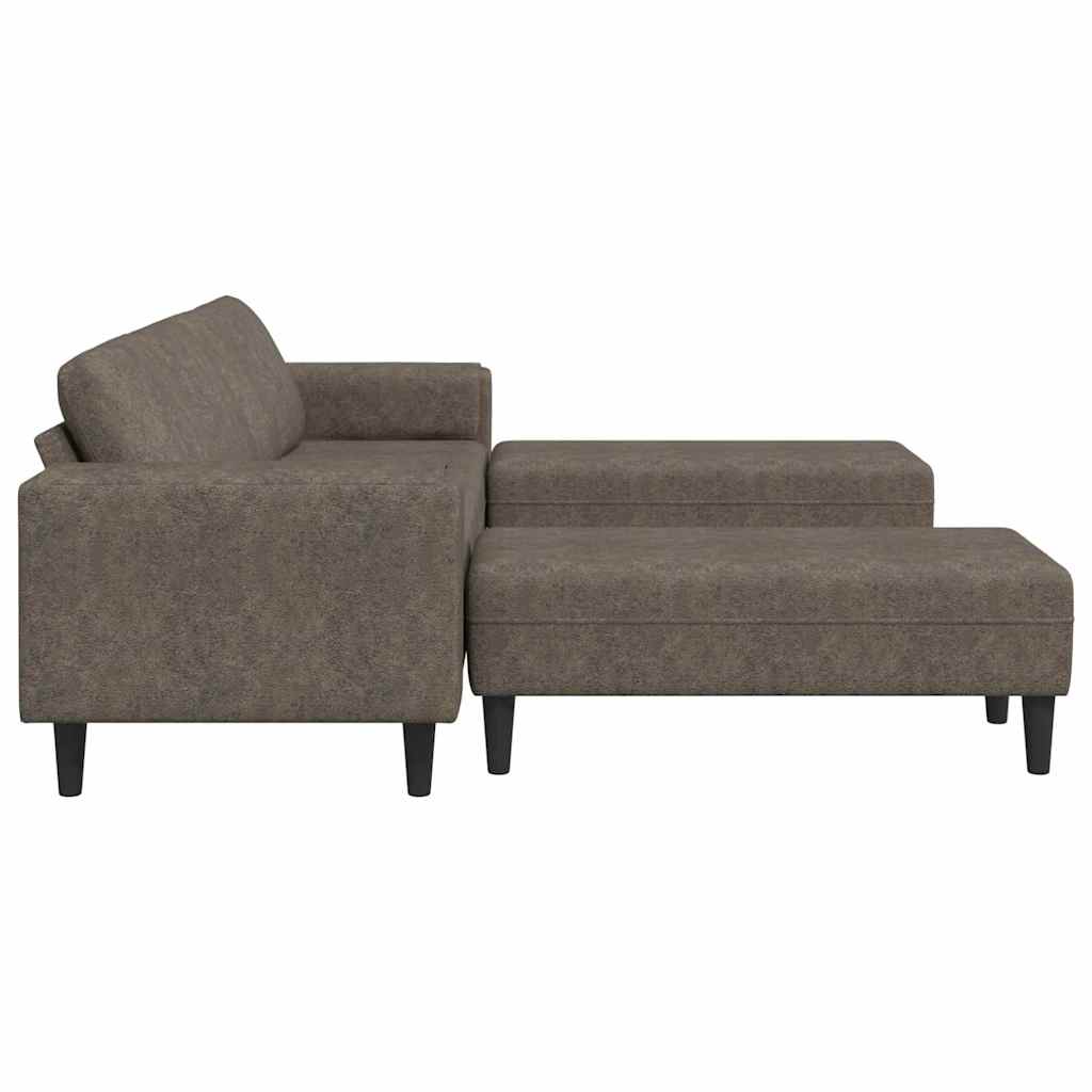 Set de canapea 3 pcs Gri închis Piele ecologică de suede GartenMobel Dekor