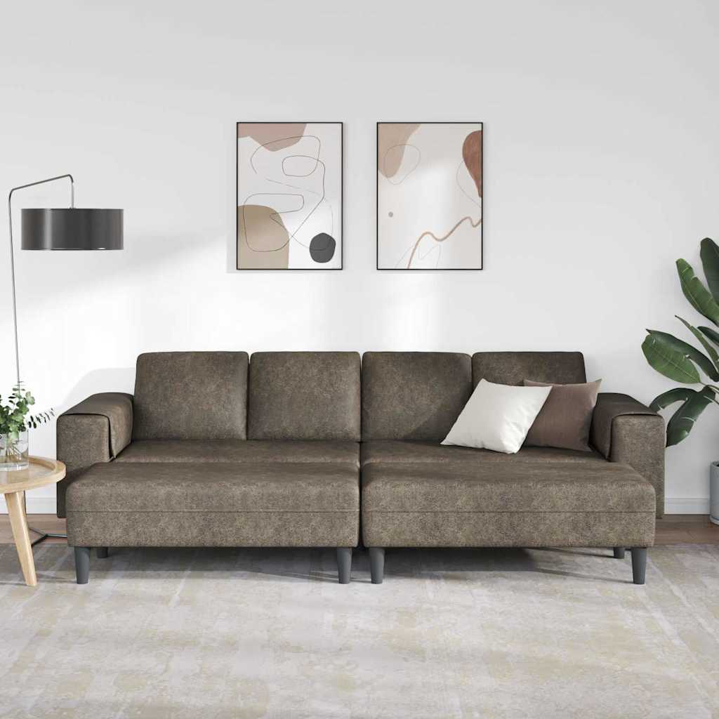 Set de canapea 3 pcs Gri închis Piele ecologică de suede GartenMobel Dekor
