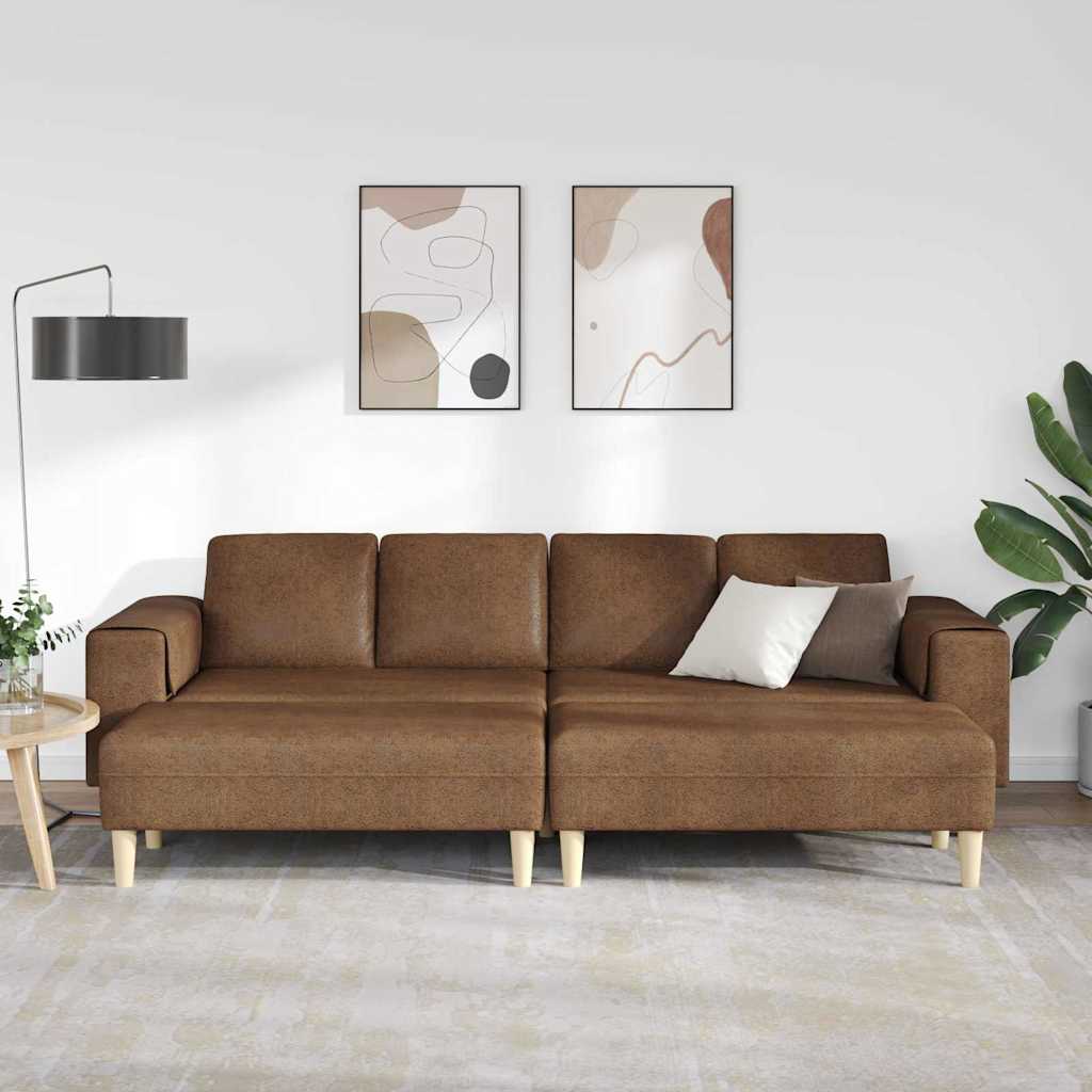 Set de canapea 3 pcs Maro Piele ecologică de suede GartenMobel Dekor