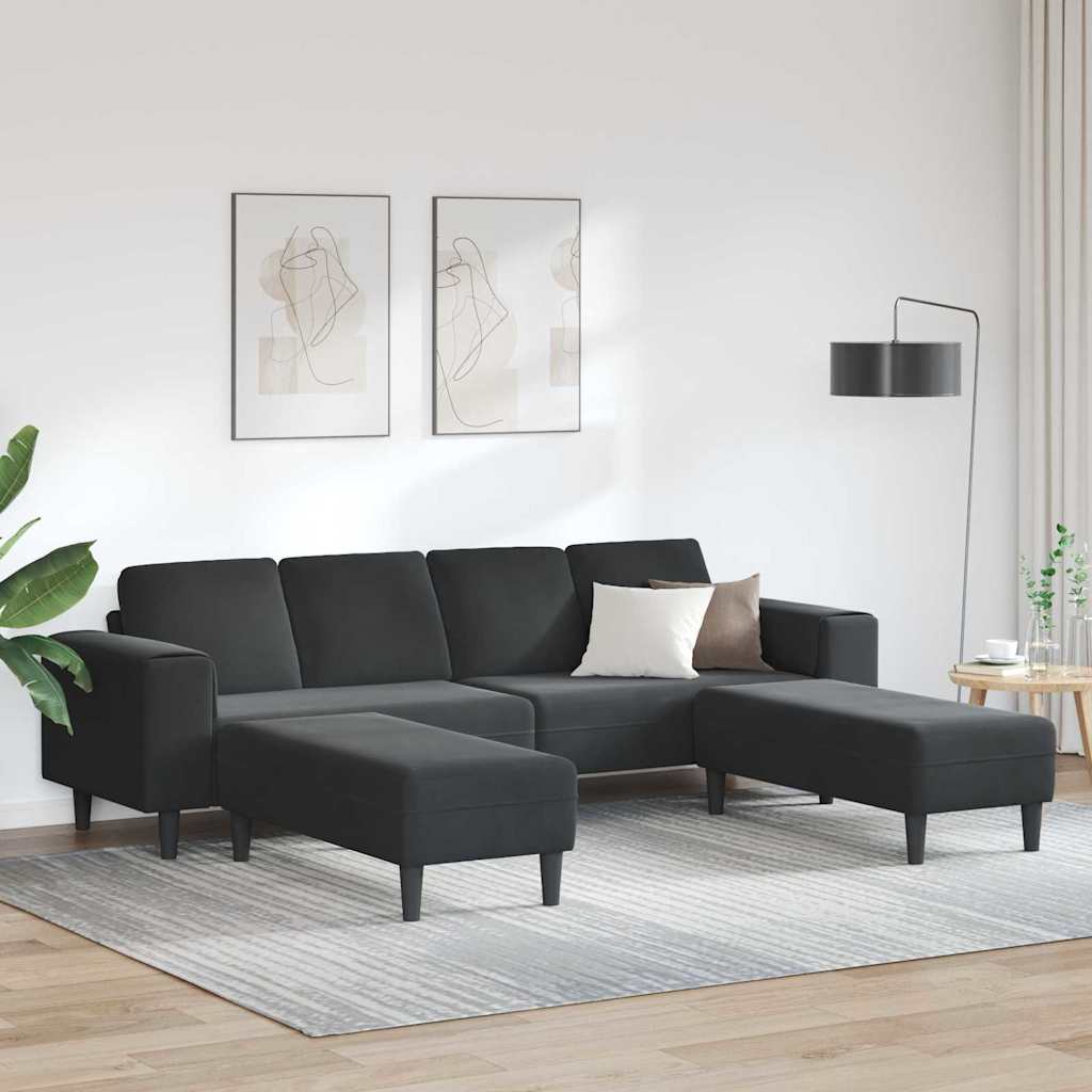 Set de canapea 3 pcs Negru Catifea GartenMobel Dekor